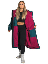 Load image into Gallery viewer, TWO BARE FEET ADULT WEATHERPROOF CHANGING ROBE SEA-GREEN/RASPBERRY