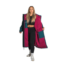 Load image into Gallery viewer, TWO BARE FEET ADULT WEATHERPROOF CHANGING ROBE SEA-GREEN/RASPBERRY