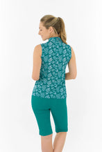 Load image into Gallery viewer, PURE GOLF AMITY SLEEVELESS POLO TEAL FRONDESCENCE