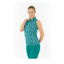 Load image into Gallery viewer, PURE GOLF AMITY SLEEVELESS POLO TEAL FRONDESCENCE