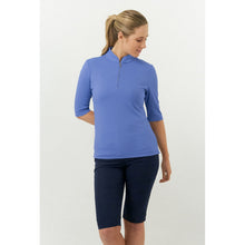 Load image into Gallery viewer, PURE GOLF WOMENS JASMINE HALF SLEEVE POLO SHIRT - CORNFLOWER