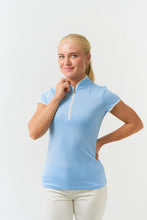 Load image into Gallery viewer, PURE GOLF BLOOM2 CAP SLEEVE POLO SHIRT PALE BLUE