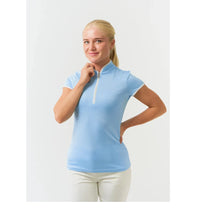Load image into Gallery viewer, PURE GOLF BLOOM2 CAP SLEEVE POLO SHIRT PALE BLUE