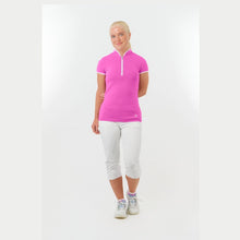 Load image into Gallery viewer, PURE GOLF BLOOM2 CAP SLEEVE POLO SHIRT AZALEA PINK