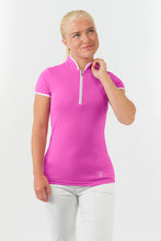 Load image into Gallery viewer, PURE GOLF BLOOM2 CAP SLEEVE POLO SHIRT AZALEA PINK