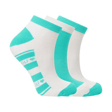Load image into Gallery viewer, PURE GOLF TRIXIE THREE PACK TRAINER SOCKS OCEAN BLUE ONE SIZE