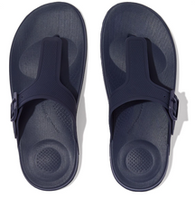 Load image into Gallery viewer, FITFLOP WOMENS IQUSHION ADJUSTABLE BUCKLE FLIP FLOPS - MIDNIGHT NAVY