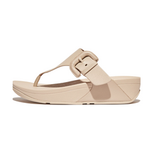 Load image into Gallery viewer, FITFLOP WOMENS LULU BUCKLE RAW EDGE LEATHER TOE THONG - STONE BEIGE
