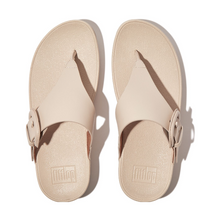Load image into Gallery viewer, FITFLOP WOMENS LULU BUCKLE RAW EDGE LEATHER TOE THONG - STONE BEIGE