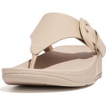 Load image into Gallery viewer, FITFLOP WOMENS LULU BUCKLE RAW EDGE LEATHER TOE THONG - STONE BEIGE
