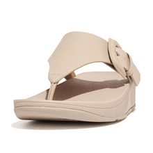 Load image into Gallery viewer, FITFLOP WOMENS LULU BUCKLE RAW EDGE LEATHER TOE THONG - STONE BEIGE