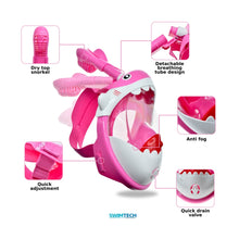Load image into Gallery viewer, SWIMTECH KIDS FULL FACE SNORKEL FULL MASK PINK