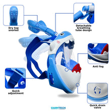 Load image into Gallery viewer, SWIMTECH KIDS FULL FACE SNORKEL MASK BLUE