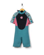 Load image into Gallery viewer, SALTROCK KIDS LUSH WAVES WETSUIT SHORTIE BLUE FLORAL