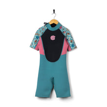 Load image into Gallery viewer, SALTROCK KIDS LUSH WAVES WETSUIT SHORTIE BLUE FLORAL