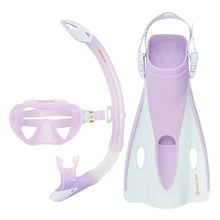Load image into Gallery viewer, AQUALUNG NABUL MASK AND SNORKEL SET WITH FINS - PURPLE/WHITE