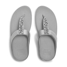 Load image into Gallery viewer, FITFLOP FINO PEARLS AND CRYSTAL TOE POST SANDALS SILVER