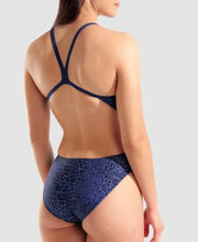 Load image into Gallery viewer, ARENA WOMEN'S SNAKESKIN NAVY TEAM SWIMSUIT