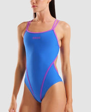 Load image into Gallery viewer, ARENA HYPERFLOW DOUBLE CROSSBACK WOMENS SWIMSUIT BLUE/PURPLE