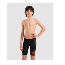Load image into Gallery viewer, ARENA BOYS DESIGN SWIMMING JAMMER BLACK/ORANGE/TURQUIOSE