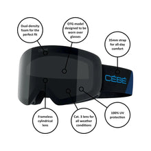 Load image into Gallery viewer, CEBE CHEEKY 2 OTG BLACK/BLUE KIDS SKI GOGGLES