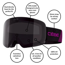 Load image into Gallery viewer, CEBE CHEEKY 2 OTG BLACK/PINK KIDS SKI GOGGLES