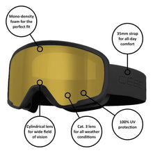 Load image into Gallery viewer, CEBE HOOPOE 2 BLACK KIDS SKI GOGGLES