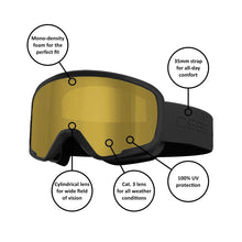 Load image into Gallery viewer, CEBE HOOPOE 2 BLACK KIDS SKI GOGGLES