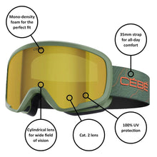 Load image into Gallery viewer, CEBE HOOPOE 2 FOREST/ORANGE KIDS SKI GOGGLES