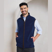 Load image into Gallery viewer, SLEEVLESS FLEECE JACKET NAVY/BROWN