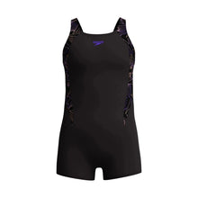 Load image into Gallery viewer, SPEEDO GIRLS HYPERBOOM SPLICE LEGSUIT BLACK/ORANGE