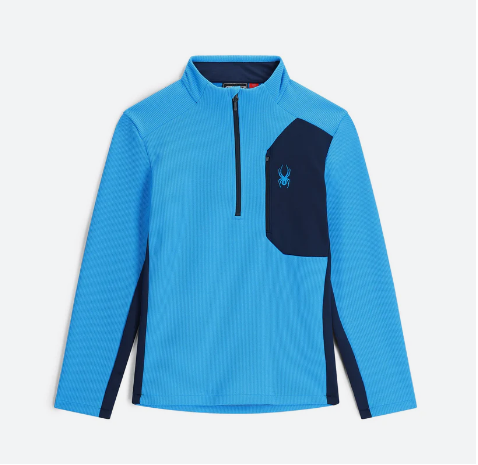 SPYDER MENS BANDIT 1/2 ZIP MIDLAYER AETHER BLUE