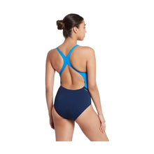 Load image into Gallery viewer, ZOGGS LADIES EATON FLYBCK ECOLAST + SWIMMING COSTUME NAVY/BLUE