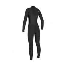 Load image into Gallery viewer, ONEILL WOMENS EPIC 4/3 CHEST ZIP FULL WETSUIT - BLACK/TEAL LOGO - US8 UK10TALL