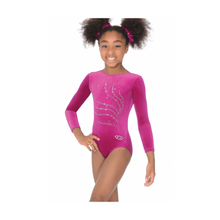 Load image into Gallery viewer, THE ZONE GYMNASTICS TIARA CRYSTAL LONG SLEEVED LEOTARD - CERISE