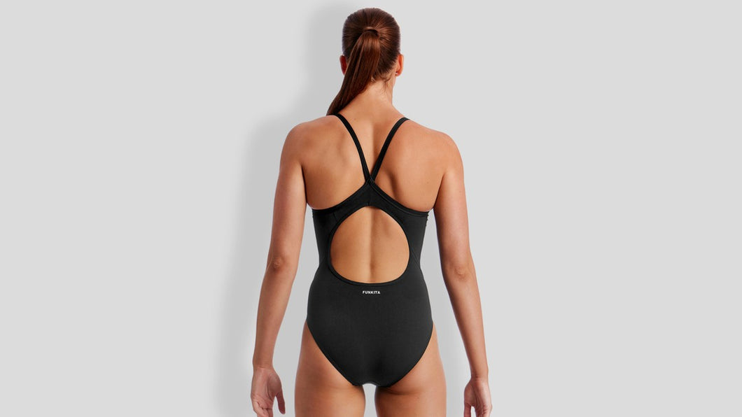 FUNKITA WOMENS DIAMOND BACK ONE PIECE - BLACK
