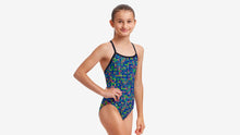 Load image into Gallery viewer, FUNKITA GIRLS TWISTED ONE PIECE SWIMMING COSTUME DIAL A DOT
