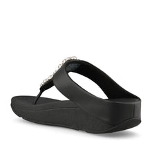 Load image into Gallery viewer, FITFLOP FINO PEARLS AND CRYSTAL TOE POST SANDAL BLACK

