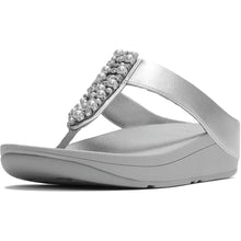 Load image into Gallery viewer, FITFLOP FINO PEARLS AND CRYSTAL TOE POST SANDALS SILVER
