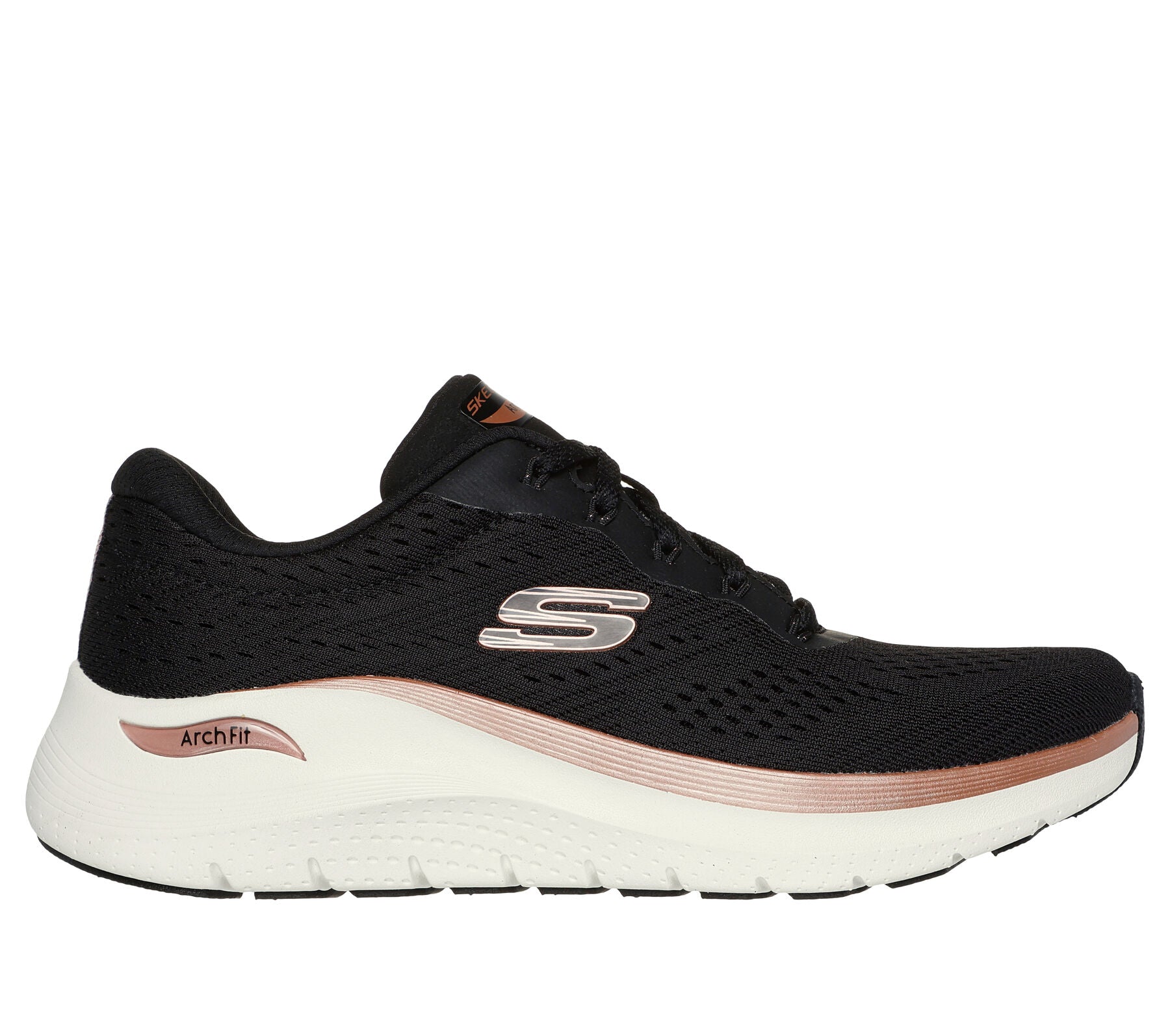 SKECHERS WOMENS ARCH FIT TRAINER BLACK/ROSE GOLD - Main Image