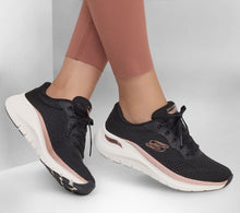Load image into Gallery viewer, SKECHERS  WOMENS  ARCH FIT 2.0 TRAINER BLACK/ROSE GOLD
