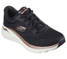Load image into Gallery viewer, SKECHERS  WOMENS  ARCH FIT 2.0 TRAINER BLACK/ROSE GOLD
