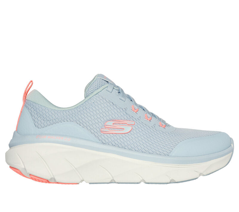 SKECHER WOMENS  DLUX WALKER 2.0 RADIANT ROSE TRAINER  BLUE/NEONCORAL