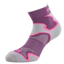 Load image into Gallery viewer, FUSION WOMENS DOUBLE LAYER ANKLET SOCK GREY/PURPLE 3.5-5
