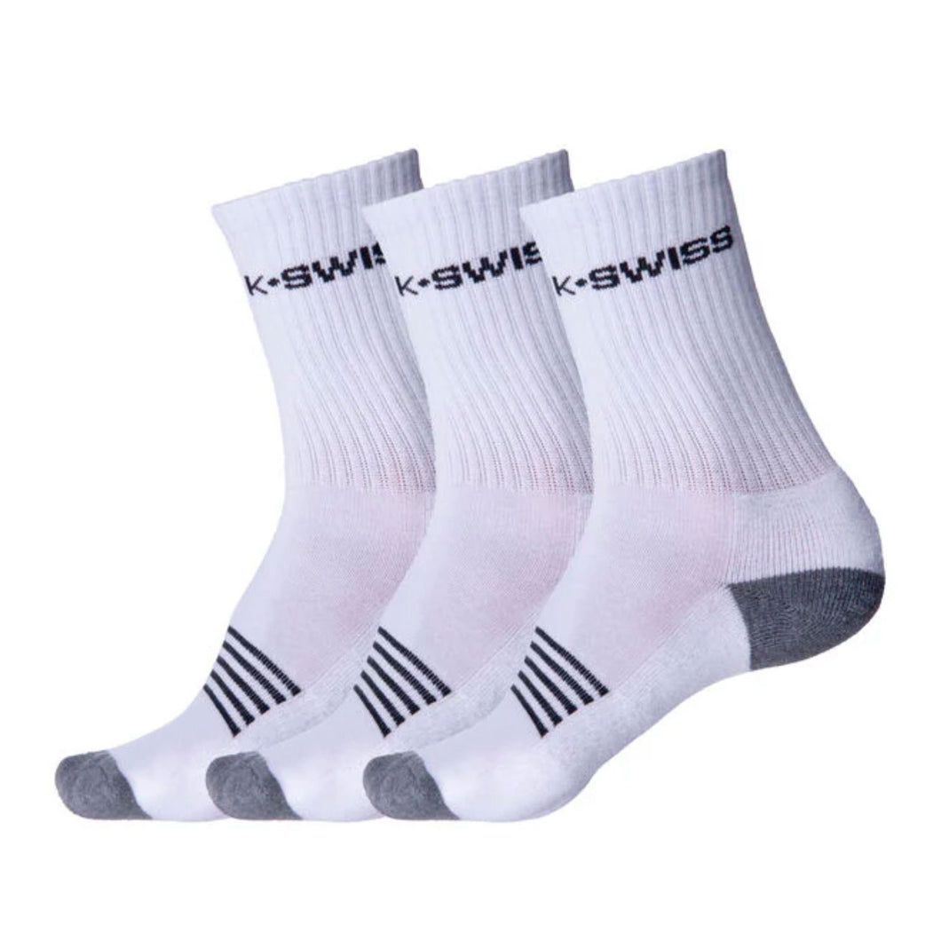K-SWISS AC 3PACK CREW SOCKS WHITE