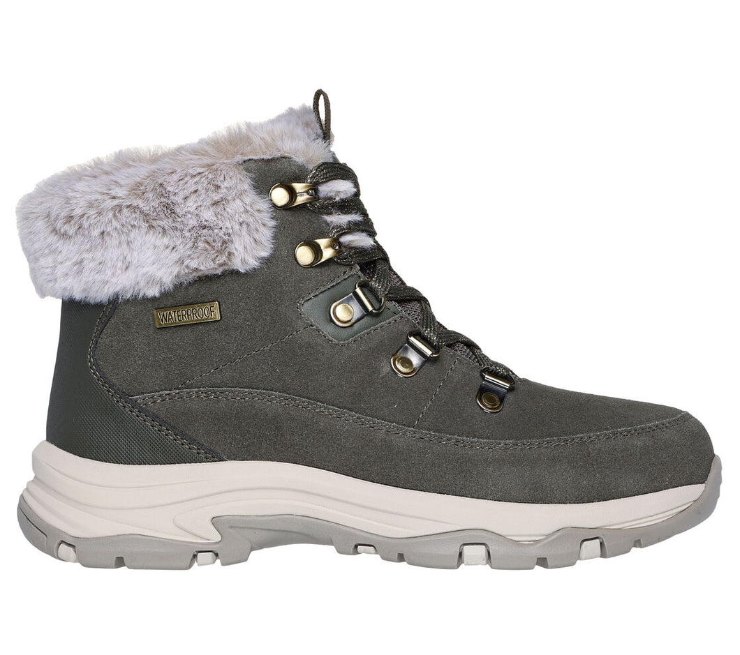 SKECHERS WOMENS TREGO SNOW WORRIES OLIVE
