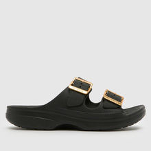 Load image into Gallery viewer, CROCS WOMENS METALLIC BUCKLE SATURDAY SANDAL BLACK
