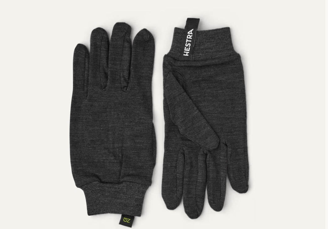 HESTRA MARINO WOOL LINER ACTIVE 5 FINGER CHARCOAL