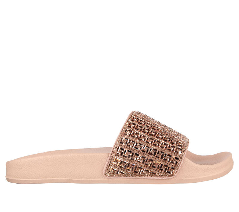 SKECHERS WOMENS POP UP NEW SPARKLE SLIDE ROSE