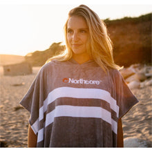 Load image into Gallery viewer, NORTHCORE 2025 BEACH BASHA STRIPE HOODED CHANGE TOWEL GREY
